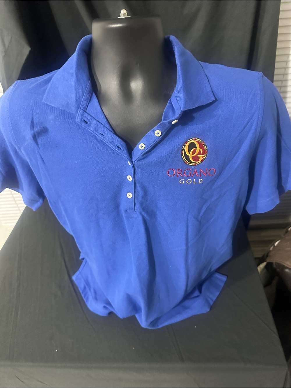 Women's Royal Blue Polo Shirt-outer banks organo gold-size L-#629